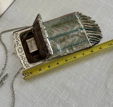 Vintage Whiting Davis Mesh Evening Bag Purse Chain Strap Fringe Made USA