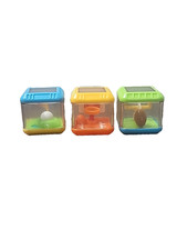 Fisher Price Sensory Peek A Boo Sports Insert Blocks Cube Toy Set Of 3