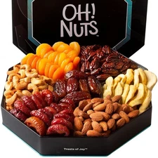 Oh! Nuts 7 Section Dried Fruits and Nuts Gift Basket Gourmet Assorted Fruit