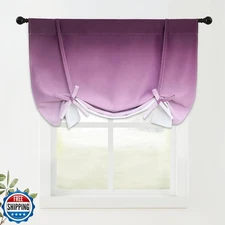 COSVIYA 100% Blackout Ombre Purple Adjustable Tie Up Curtains for Kitchen The