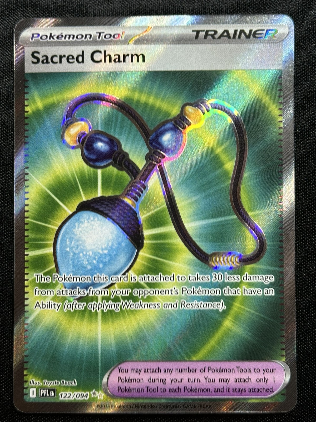 Sacred Charm Ultra Rare ME02: Phantasmal Flames 122/094 LP-NM Pokemon Card