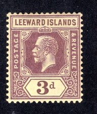 Îles Sous-le-Vent 1921 3p violet sur jaune Geo. V, Scott 72 MH, valeur = 8,50€