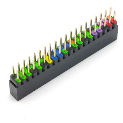 BERRYBASE 40 Pin GPIO Stacking Header für Raspberry Pi, farbig kodiert, 6,2mm farblich