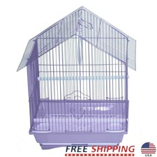 Bird Cage W/ Sliding Door Swing Perches Feeding Cups Easy Clean Tray Purple New
