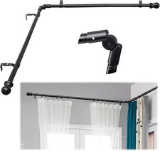Bay Window Curtain Poles, Corner Curtain Rods for Windows 76-345 cm, 2.5 cm D...