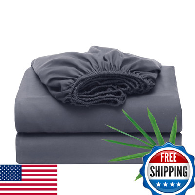 2-Pack Full Bamboo Viscose Cooling Fitted Sheet, 400TC, 16'' Deep Pocket