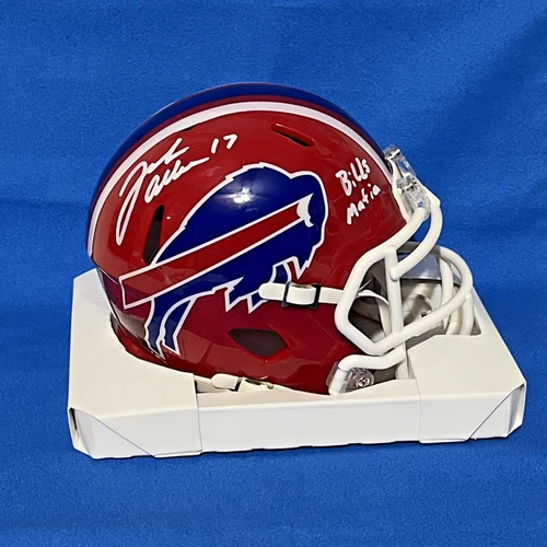 Josh Allen Buffalo Bills 90’s Throwback Mini Helmet signed,inscribed Beckett COA