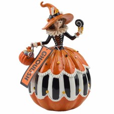 Ghoulish Pumpkin Witch Halloween Table Top Figure Black Orange