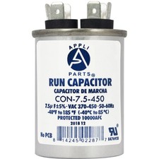 Appli Parts Run Capacitor for ac 7.5 Mfd uF (microfarads) 370 VAC or 450 VAC CBB