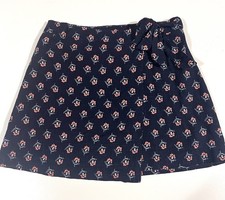 NWT Abercrombie  Fitch Women  s Lined Wrap Mini Skirt Navy W Pink Flowers Size 2