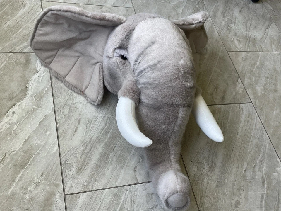 Plush Elephant Head Wild And Soft Designed In Belgium Nursery Decor Safari Zoo - Image 2 of 4