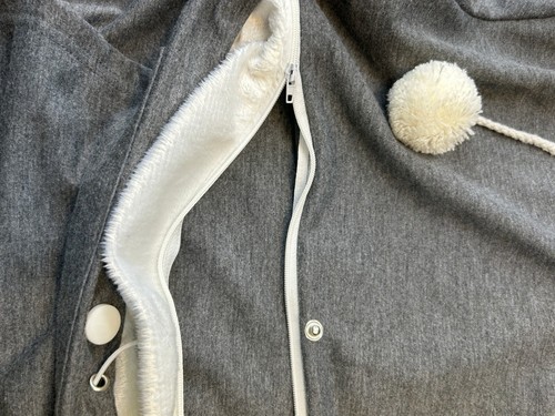 XiongYi Cat Ear Hoodie Girls Size Large Huge Pet Pouch in Front Grey Paw Prints - Picture 6 of 9