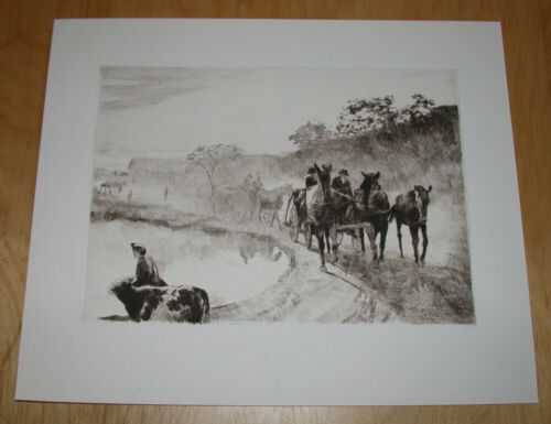 Horse-drawn carriage.n... etching unsigned. - Picture 1 of 2