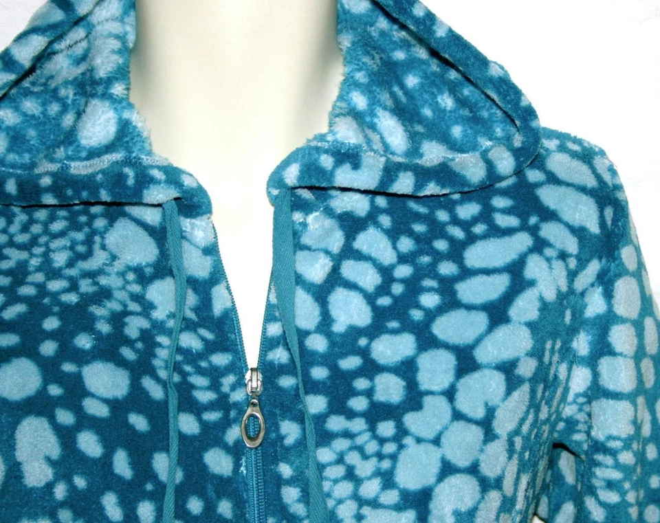 Chaqueta de Algodón Vintage Azul Imitación Piel Manga Larga Cremallera Frontal Con Capucha Talla L Nueva con Etiquetas Foto 3 de 3