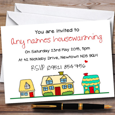 Doodle Houses personalisierte Einladungen zur Einweihungsparty