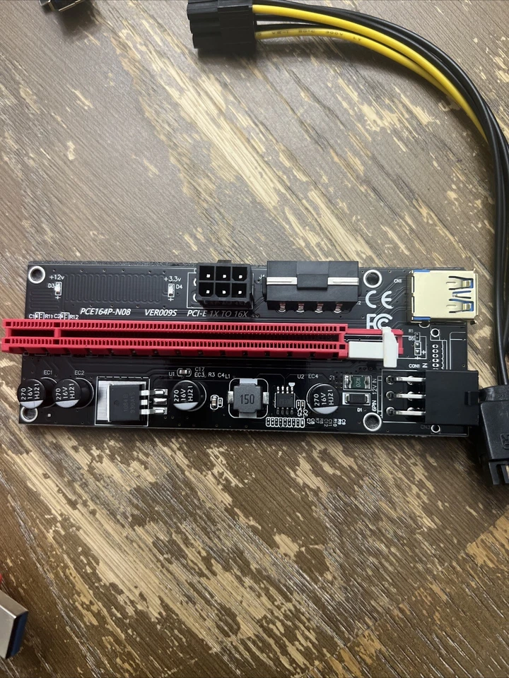 PCIe X1 to X16 Riser, PCE164P-N08 VER009S, 6 Pin for Graphics Card - Image 2 of 2