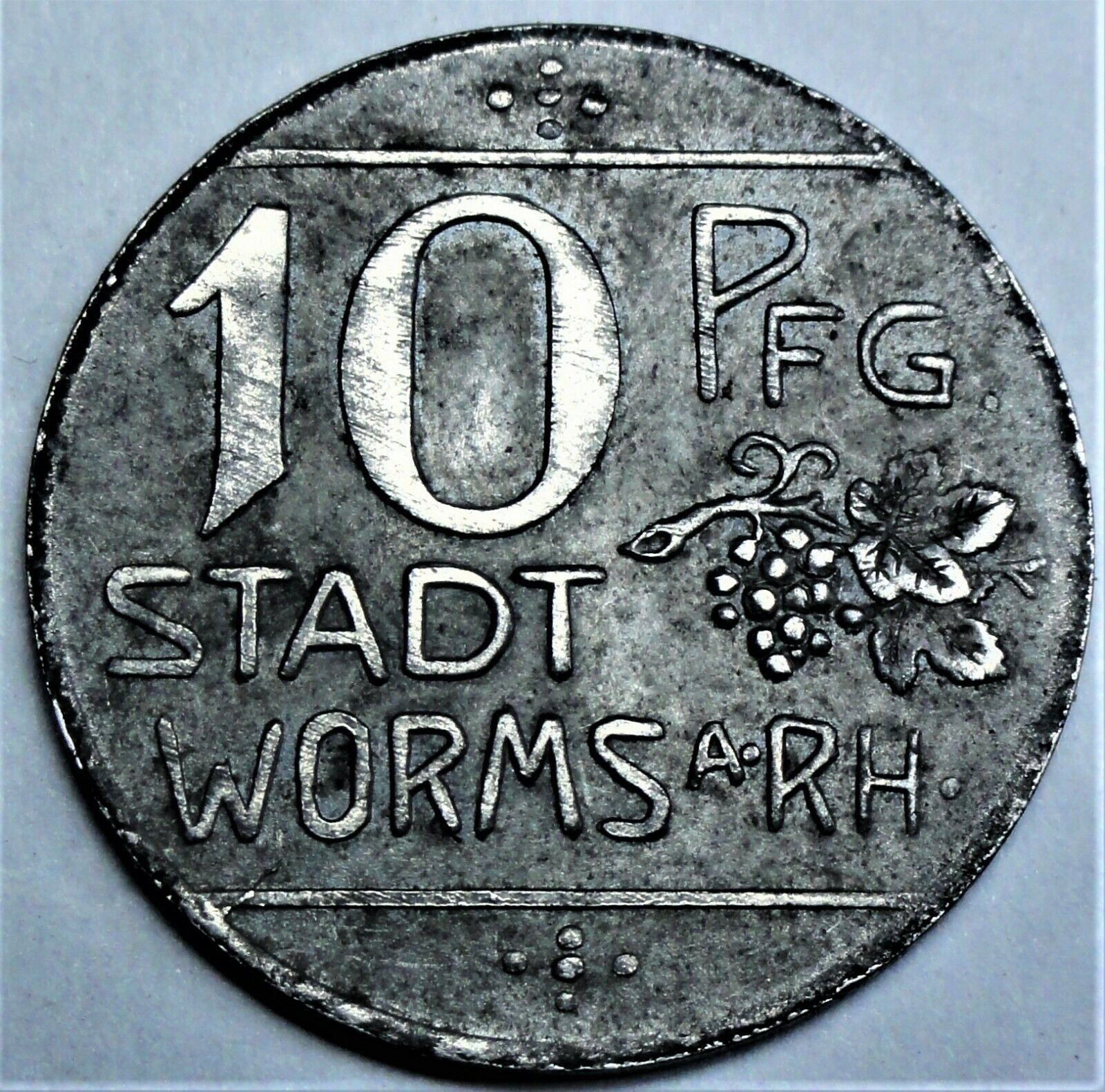 Pieniądze awaryjne miasta Worms am Rhein 10 Pfennig 1918 - Rs:Herb. vz / xf
