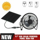 Portable 5.7'' USB Solar Powered Panel Iron Fan Small Cooling Ventilation Fan