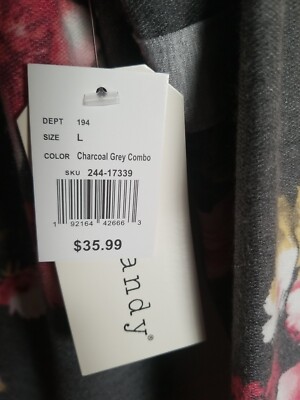 NWT Eye Candy Pullover Hoodie Large Rose Floral Begonia SUPER SOFT