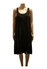 Coldwater Creek Tuck Front Dress Sz 10 Pleated MIDI Black Sheer Sleeveless