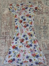 Vintage 90s Floral Mesh Sheer Coverup Maxi Dress Grunge Layering READ