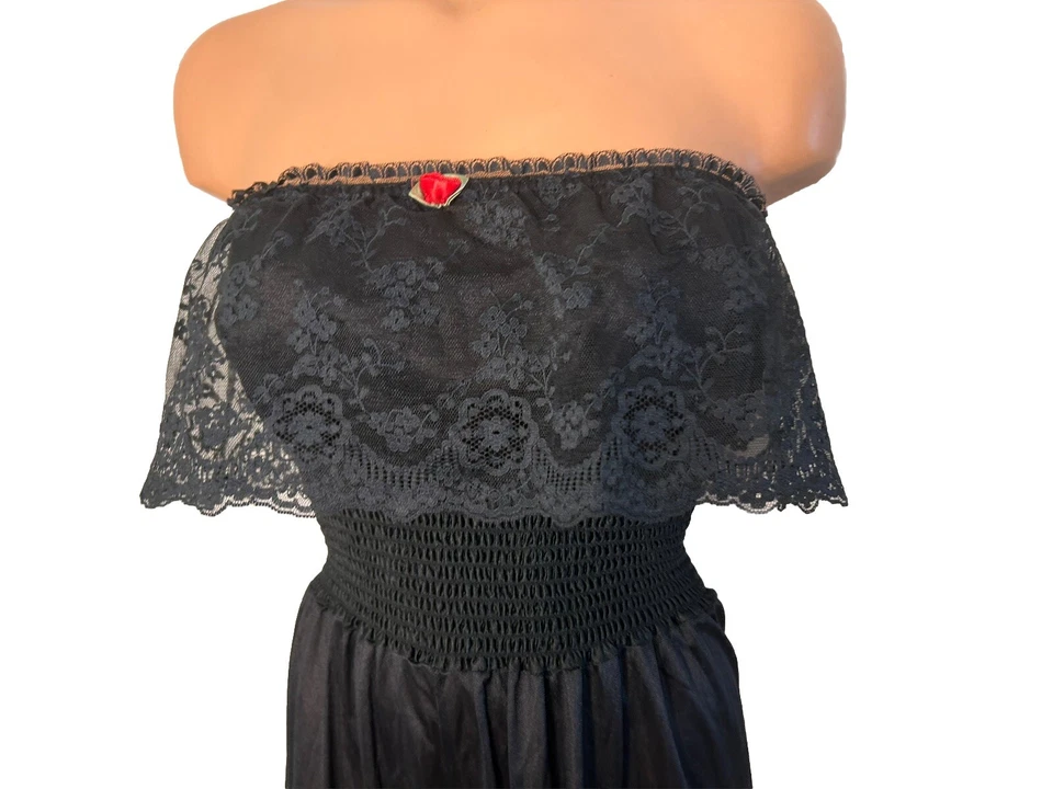 Mono Lencería De Colección Años 80 Undercover Wear Negro Encaje Volantes Nylon Talla Pequeña Foto 3 de 4