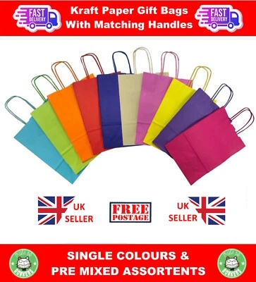 MUSTBEBONKERS Bright Coloured Paper Gift Bags - Recyclable Loot Birthday Party Bag Hen Night