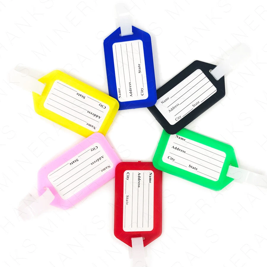 10-Pack Luggage Tags Travel Suitcase Bag Tag Name Address ID Plastic Labels - Image 2 of 4