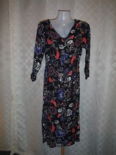 3/4 Sleeve lined Dress Old Navy size XS Navy & Multi Floral Elastic drawstring w
