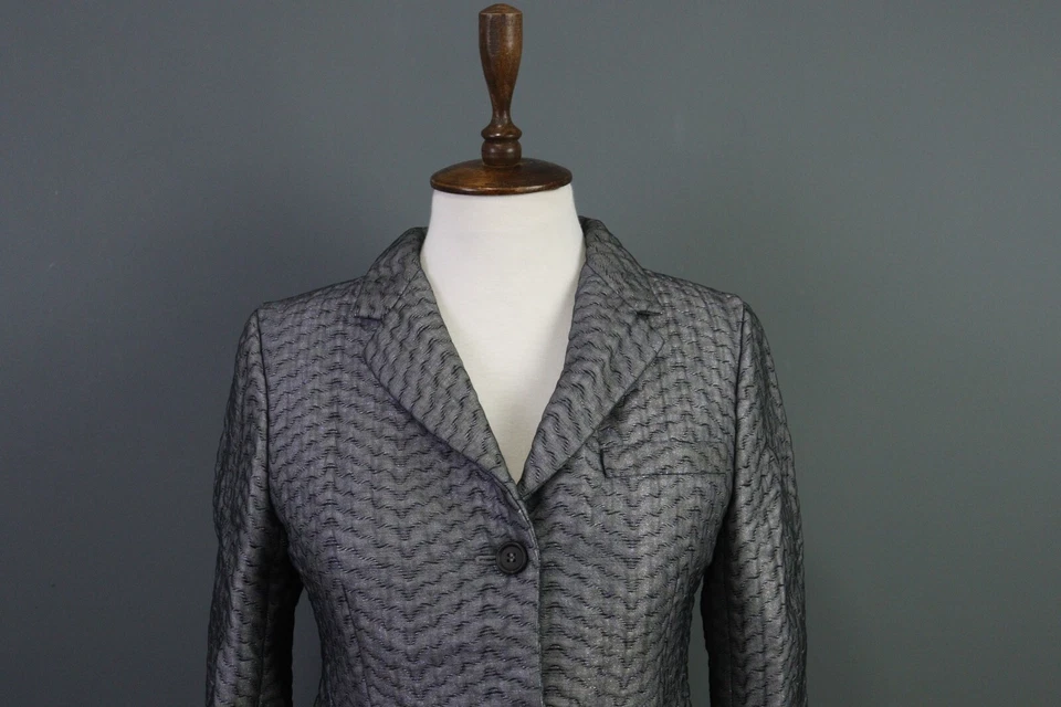 Blazer Abrigo Chaqueta Miu Gris Botón Único Pecho Ligero Talla 40 Foto 2 de 4