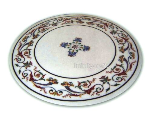 Indien Cottage Craft Garden Table Top Round Marble Coffee Table with Luxury Look