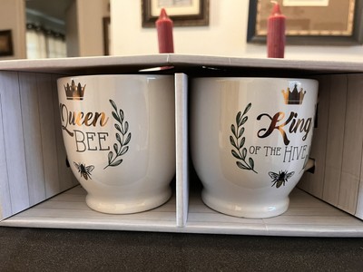 Queen And King Bee Large 2 Cup Coffee Mug Gift Set. Great Valentine Gift.