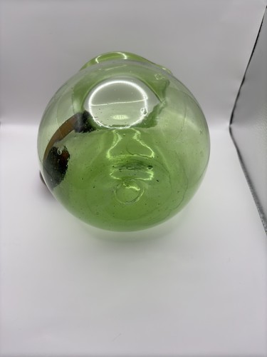 Vintage Hand-Blown Glass Pitcher Green With A Brown Handle - Picture 3 of 9