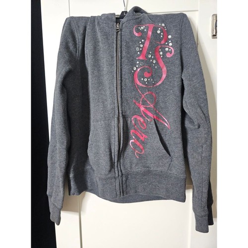 Aeropostale Gray Sweatshirt with Pink Embroidered Logo Casual Pullover L(12)
