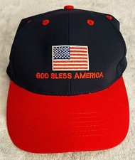 Vintage American Flag Single Stitch Embroidered Snapback Hat God Bless America