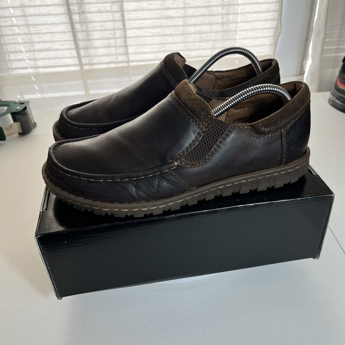 Born Gudmund Mens Size Loafers Dark Brown Leather Moc Toe