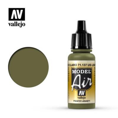 Vallejo 71137 Model Air US Light Green Acrylic Paint 17ml - US