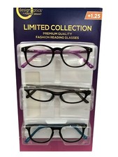 Design Optics Limited Edition Full Frame Ladies Reading Glasses 3 PK 1.25