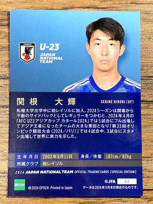 Samurai Blue Japan National Team U-23 Soccer Card Epoch 2024 No.60
