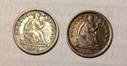 Lot Of (2) 1850-P EF, 1853-P EF Details Seated Liberty Half Dimes - no Reserve
