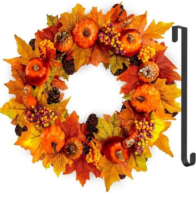 Herbstkranz Haustür mit Aufhänger, MOKANI Herbst Türkränze Herbst