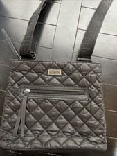Kenneth Cole Reaction Quilted Nylon Crossbody Black EUC Embossed Strap