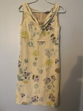 Valentino Miss V Floral Silk Sheath Dress Cowl Neck Knee Length Ivory 42/8