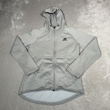 Adidas Hoodie Boys Extra Small Gray Full Zip Sweater Jacket Climawarm Youth Kids