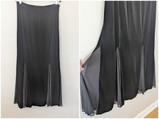 Vtg 90s Black Velvet Maxi Skirt L Whimsigoth Witchy Dark Romantic Sheer Mesh