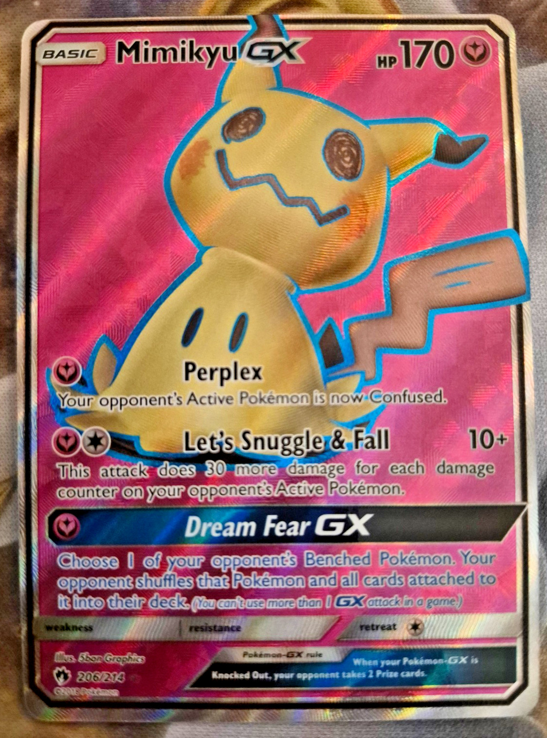 Mimikyu GX 2018 Sun & Moon: Lost Thunder #206/214 Holo (Full Art
