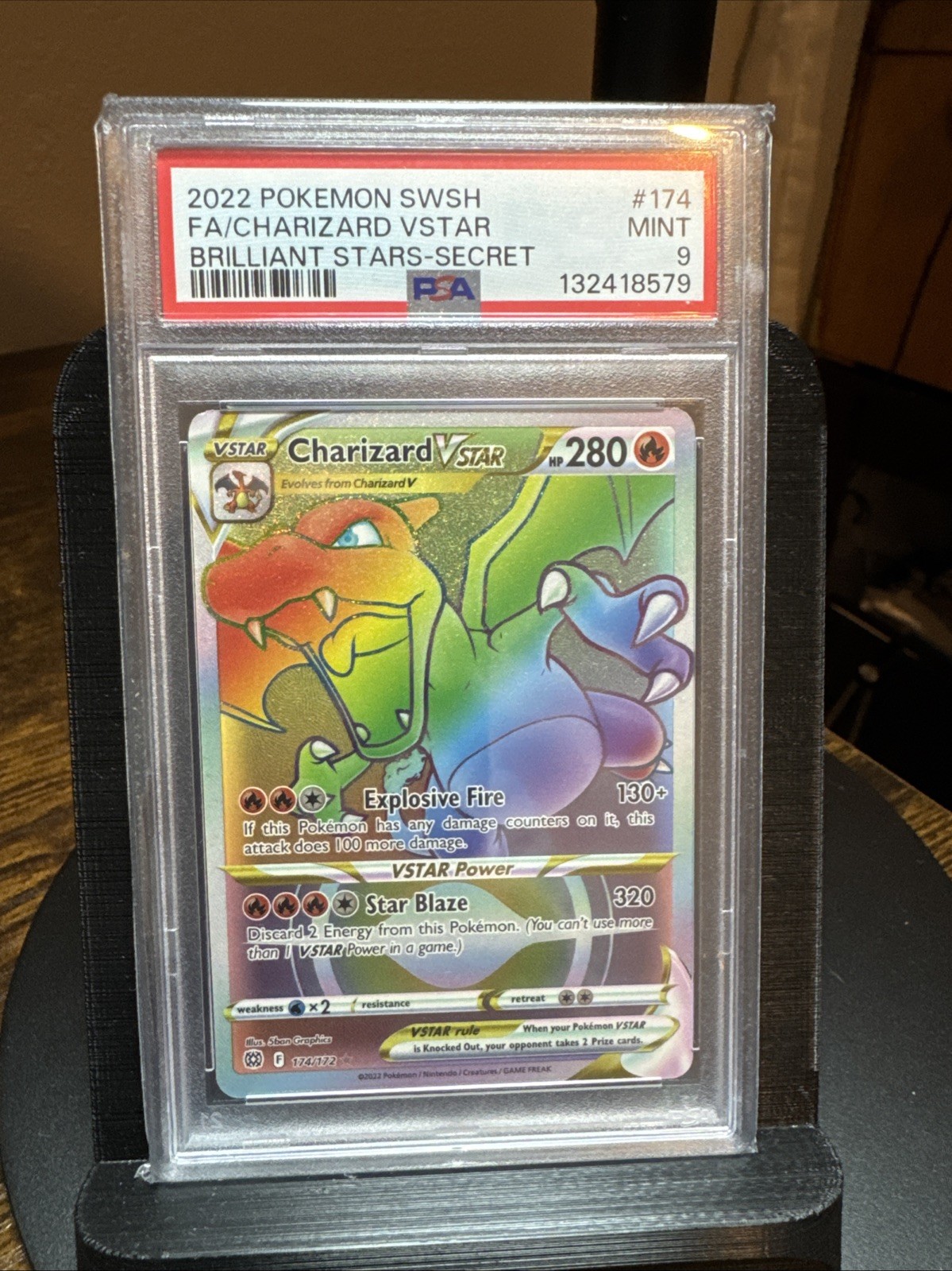 Charizard VSTAR (Secret) 174/172 Swsh09: Brilliant Stars Holo PSA 9