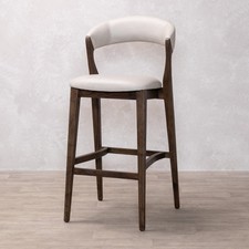 Image of CREAM FAUX LEATHER COUNTER & BAR STOOL SOLID WOODEN FRAME | LUXURY STOOLS