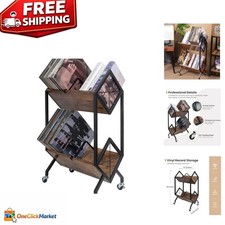 2-Tier-Vinyl-Record-Storage-Holder With Dividers, 200 LPs Albums Storage Rack...