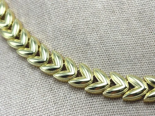 BELLEZZA 18" Goldtone Bronze Cast Link Line Necklace - Leaf - NWT image 9
